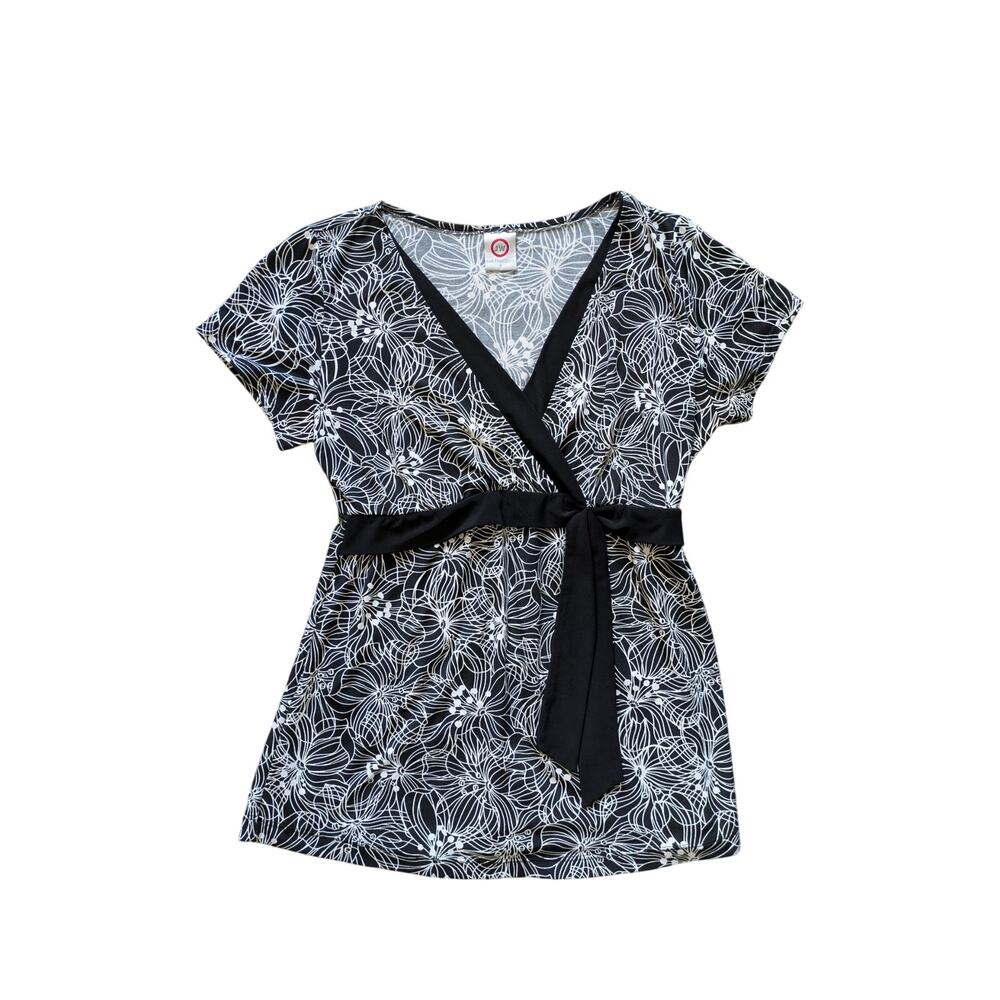 Y2K JW San Francisco Babydoll Top Womens S Black-White Floral Fairygrunge Goth